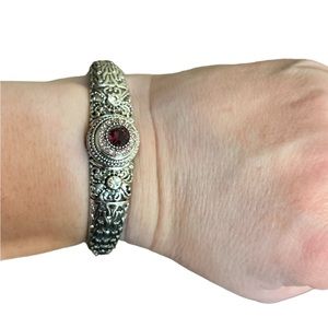 Amethyst Colored Glass Snap Clamp Bracelet